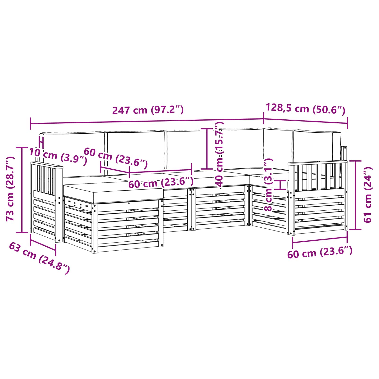 Set vanjskih sofa 6 pcs Bijela i krem Poliester