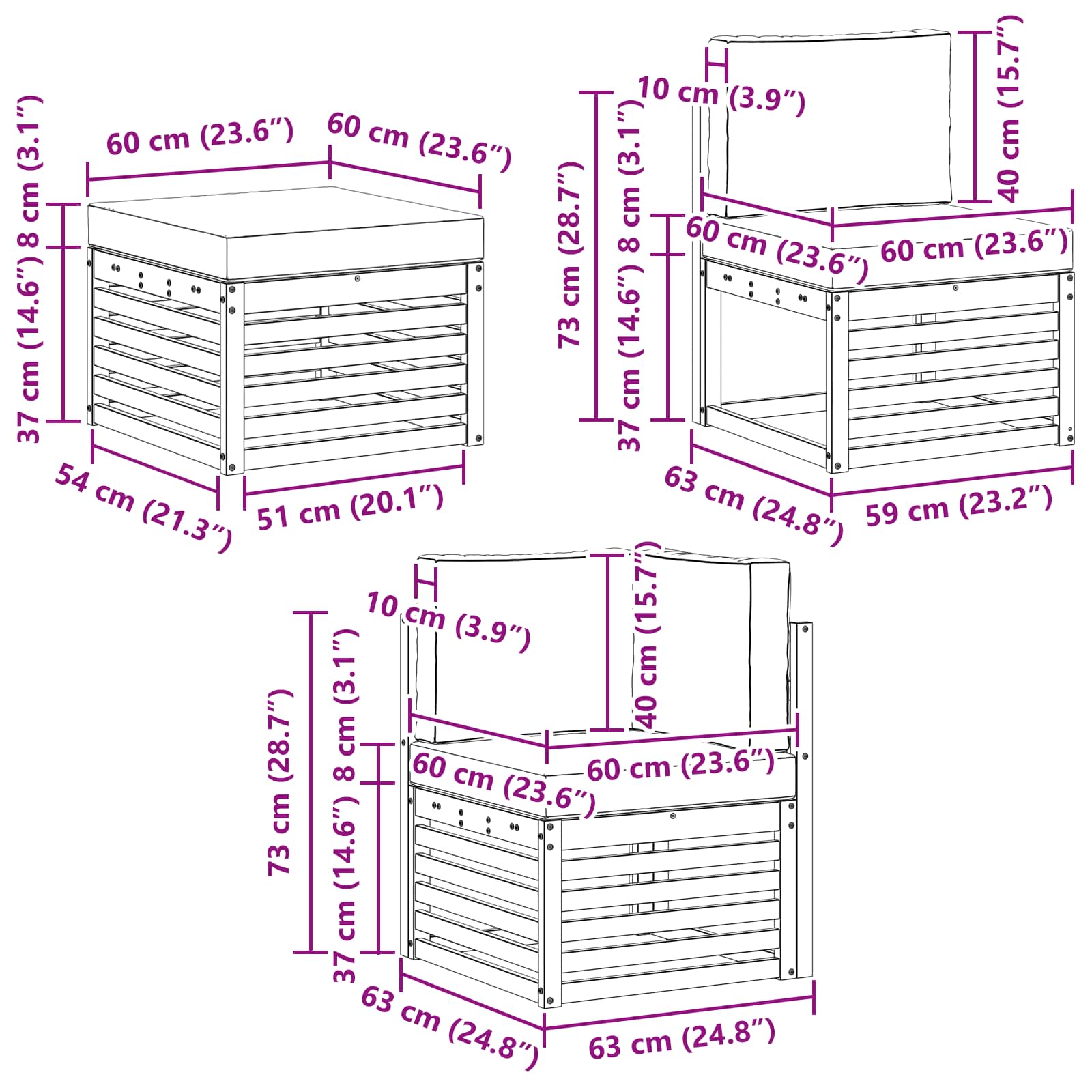 Set vanjskih sofa 6 pcs Bijela i krem Poliester