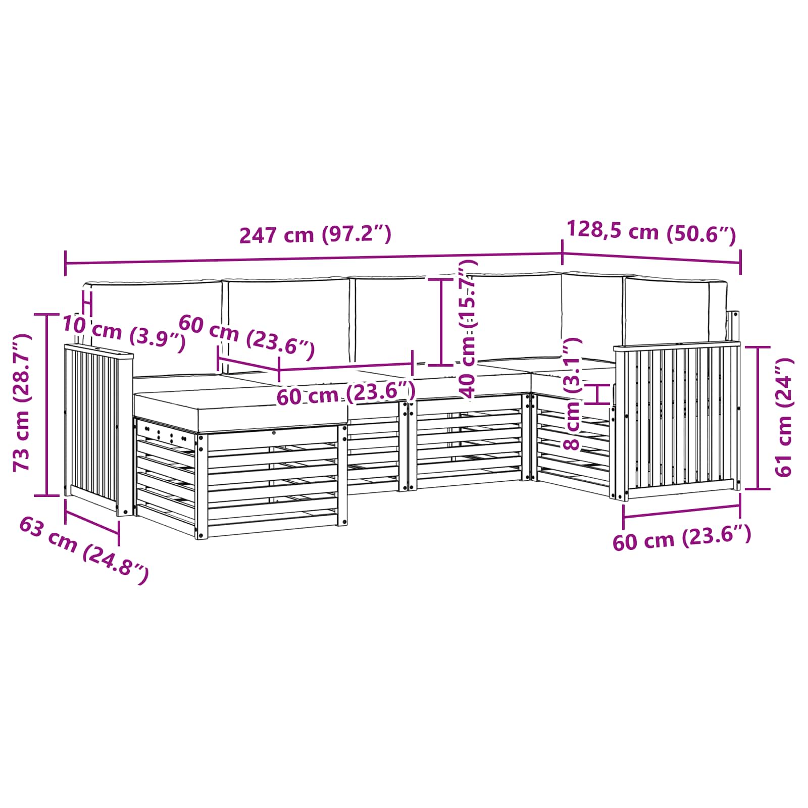 Set vanjskih sofa 6 pcs Bijela i antracit Poliester