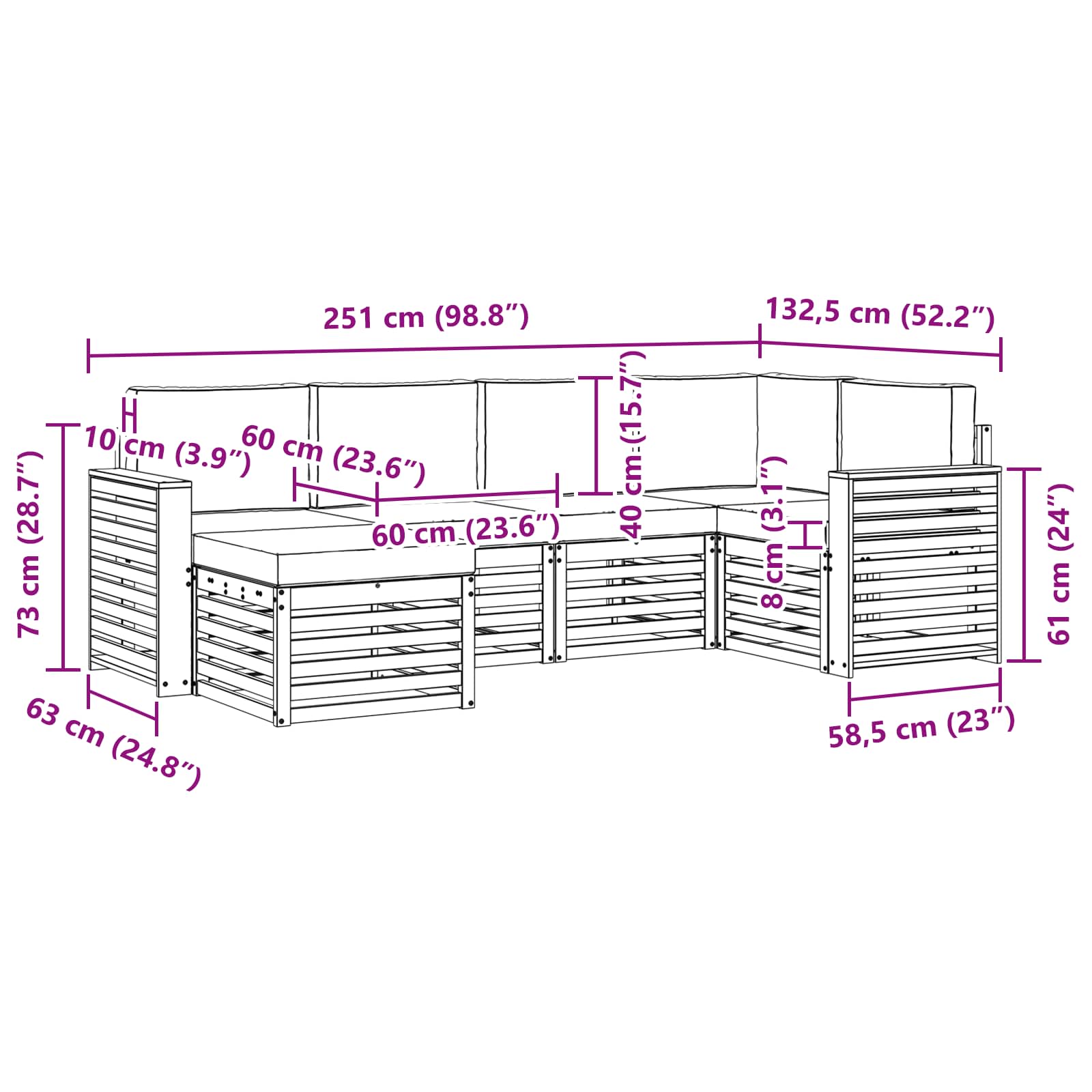 Set vanjskih sofa 6 pcs Bijela i krem Poliester