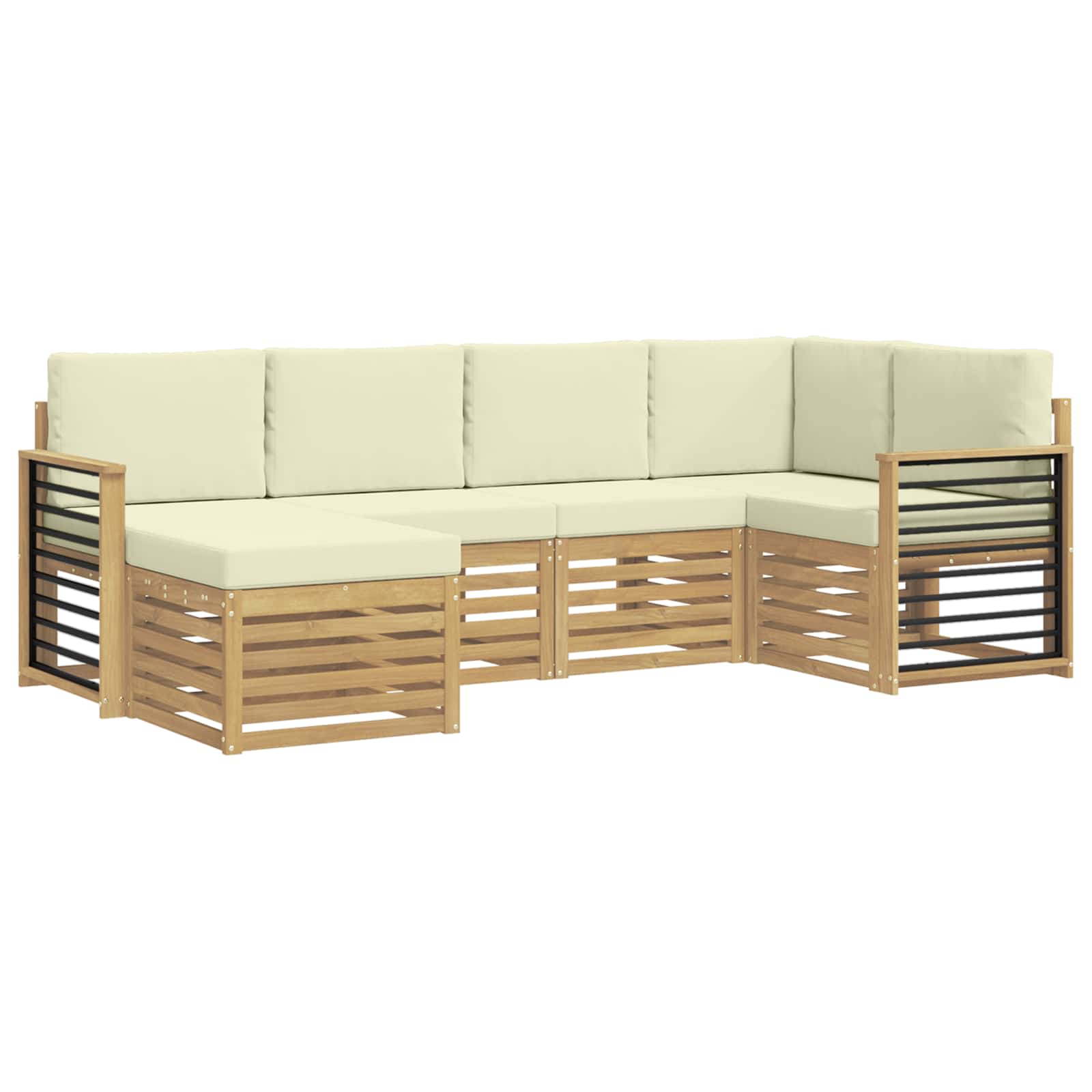 Set vanjskih sofa 6 pcs Bijela i krem Poliester