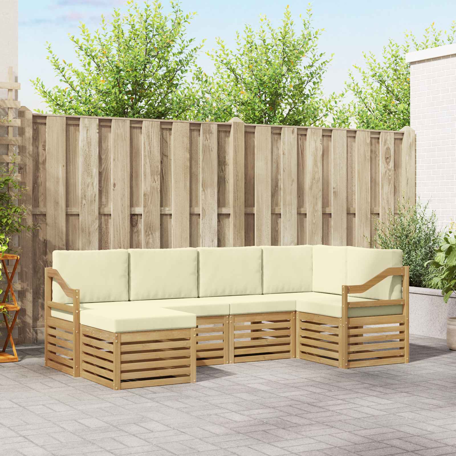 Set vanjskih sofa 6 pcs Bijela i krem Poliester