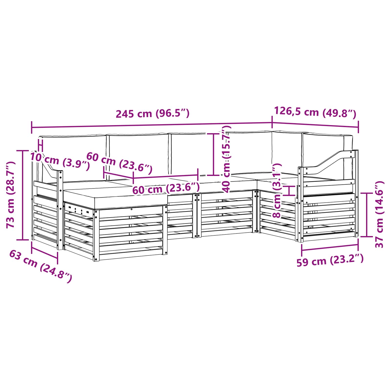 Set vanjskih sofa 6 pcs Bijela i antracit Poliester