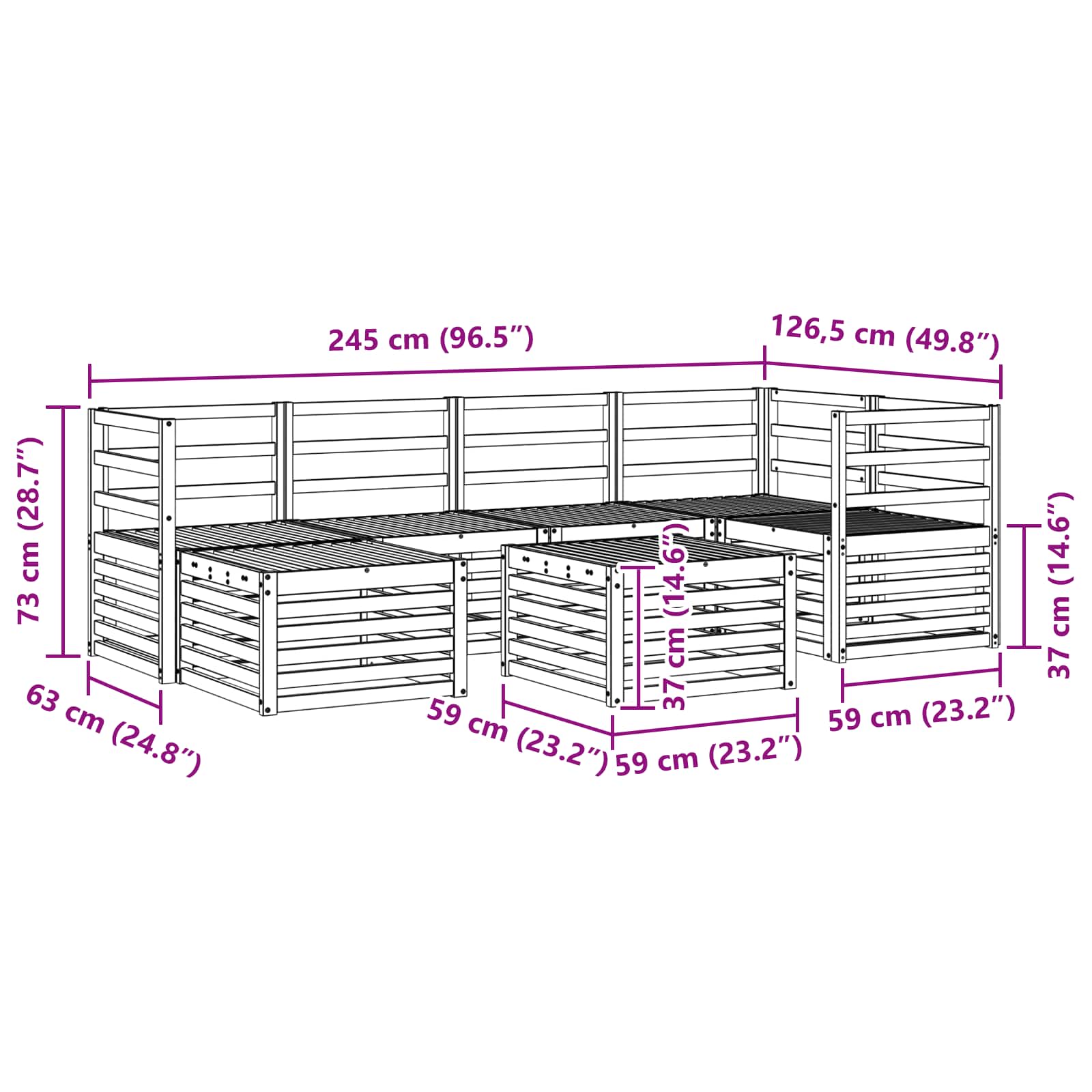 Set vanjskih sofa 7 pcs Bijela Poliester