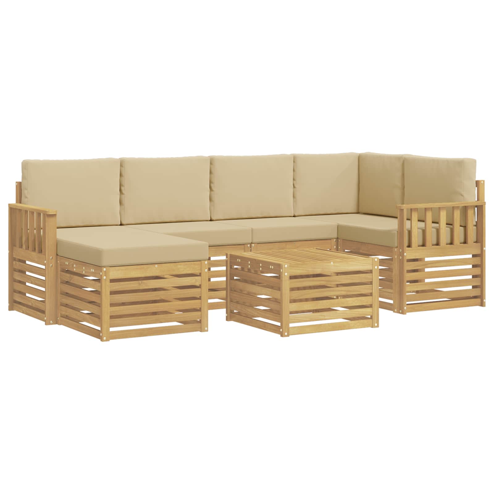 Set vanjskih sofa 7 pcs Bijela i bež 59 x 59 x 37 cm Poliester