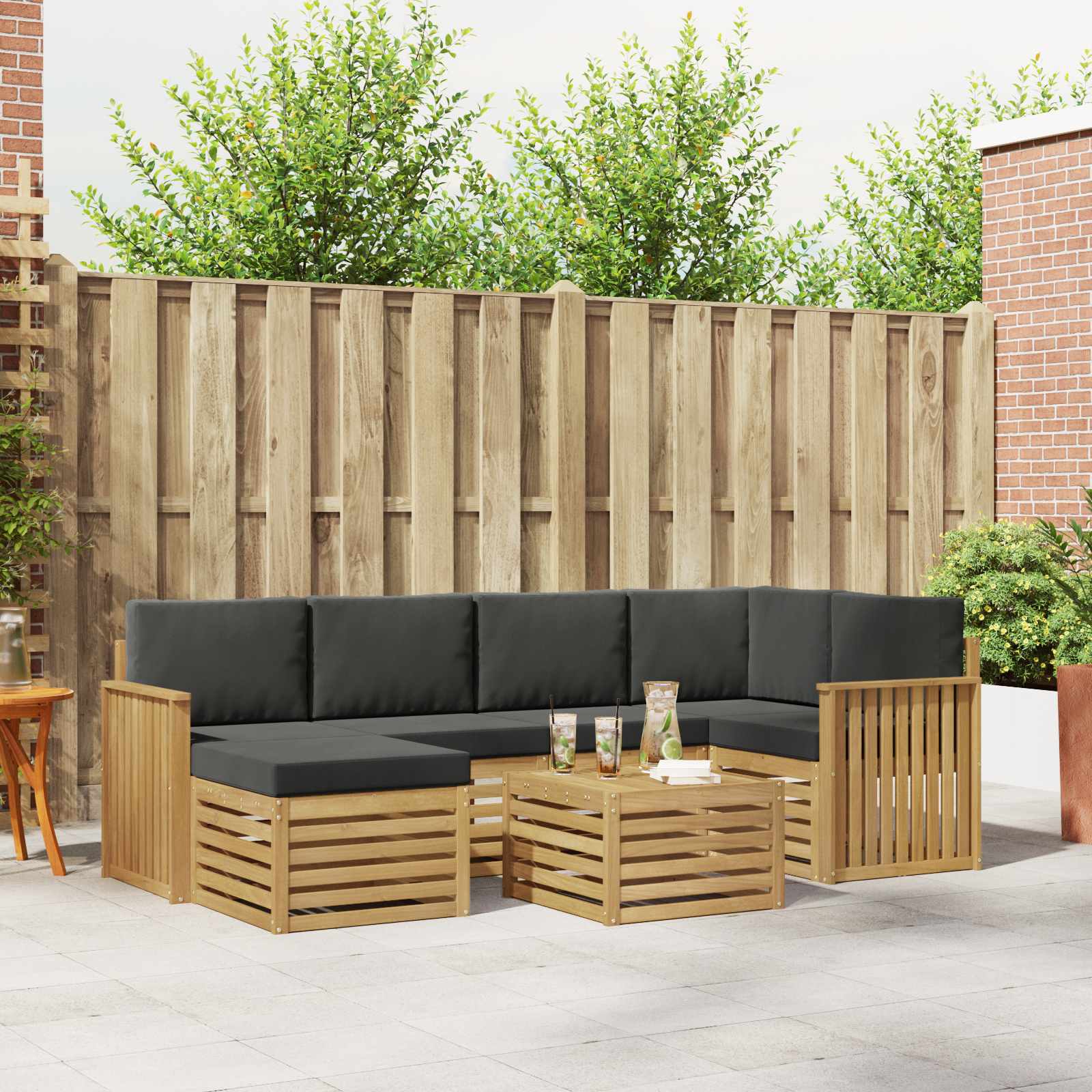Set vanjskih sofa 7 pcs Bijela i antracit Poliester