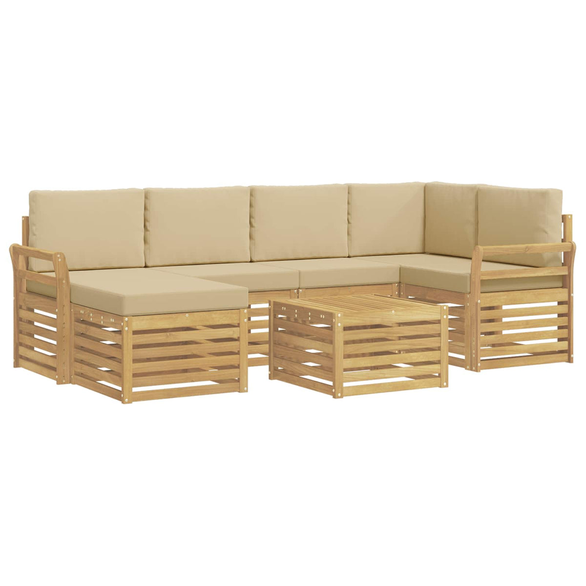 Set vanjskih sofa 7 kom. Bijela i bež Poliester