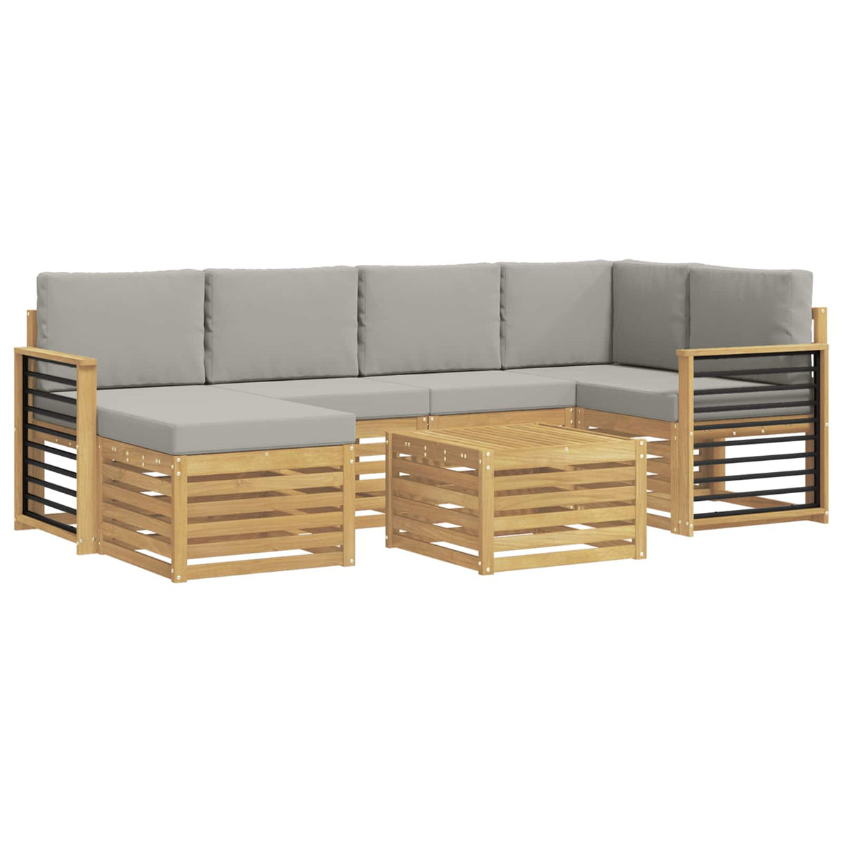 Set vanjskih sofa 7 kom. Bijela i svjetlosiva Poliester