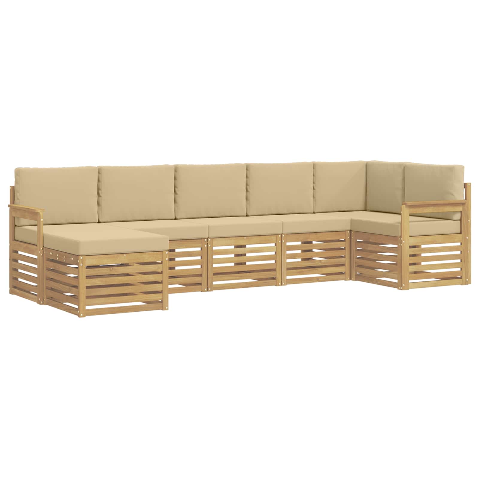 Set vanjskih sofa 6 pcs Bijela i Bež 306 x 128,5 x 73 cm