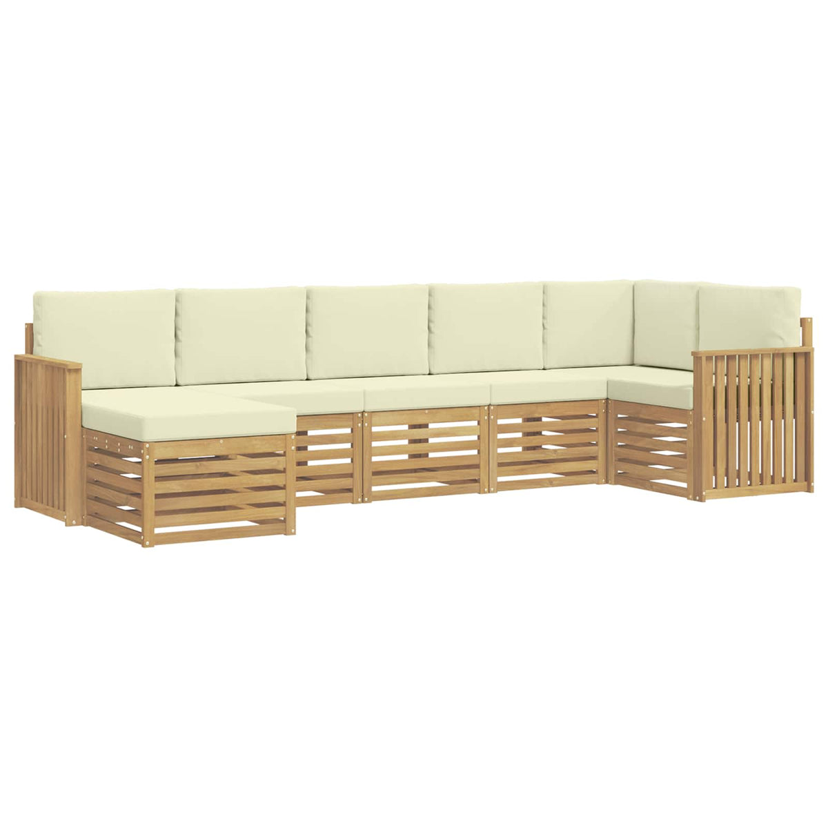 Set vanjskih sofa 7 kom. Bijela i krem 306 x 128,5 x 73 cm