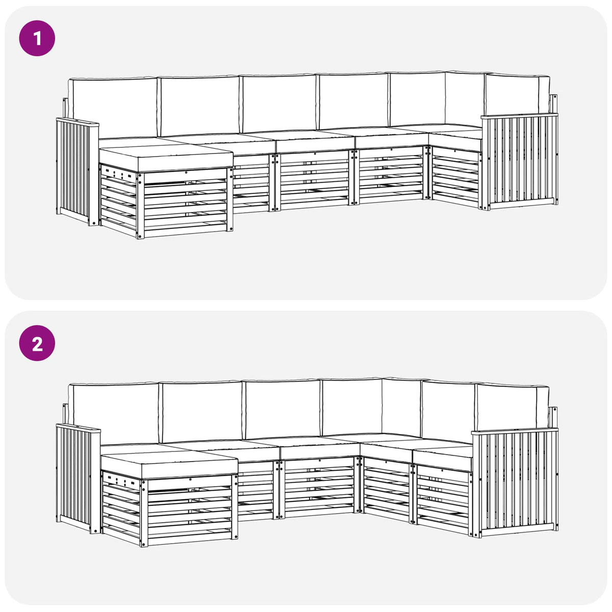 Set vanjskih sofa 7 kom. Bijela i antracit 306 x 128,5 x 73 cm