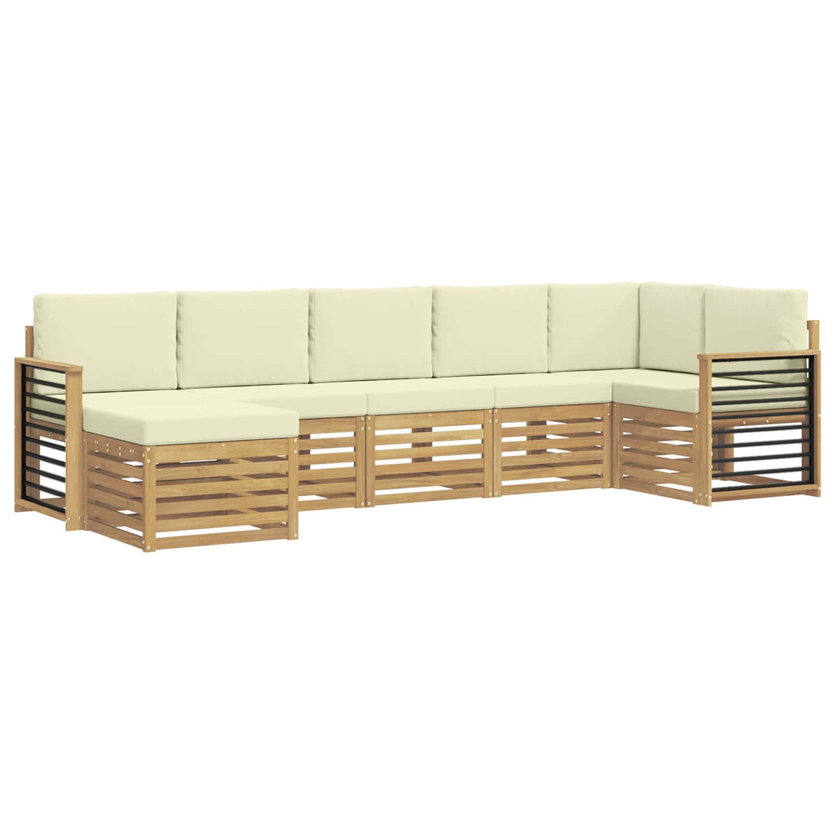 Set vanjskih sofa 7 kom. Bijela i krem 306 x 128,5 x 73 cm