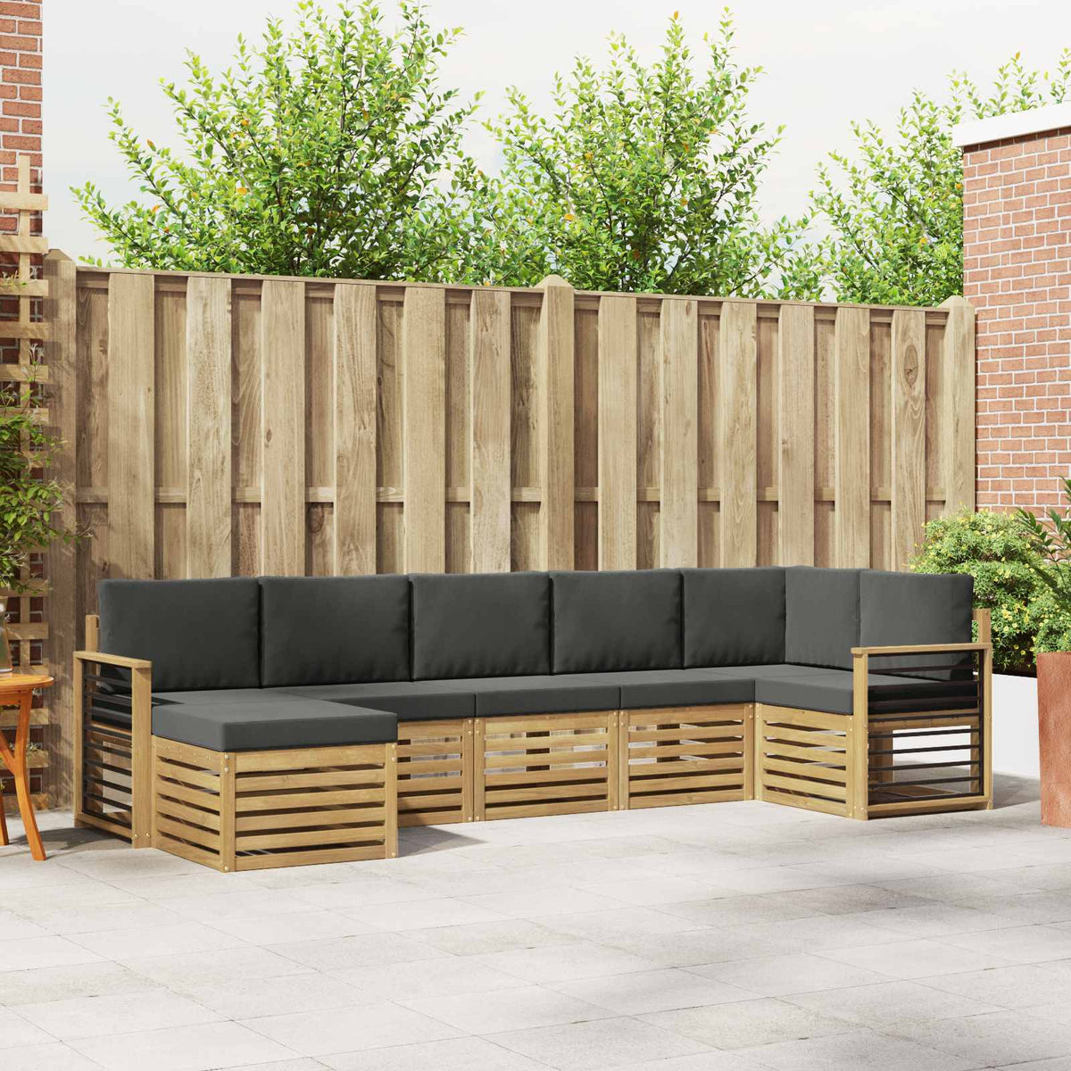Set vanjskih sofa 7 kom. Bijela i antracit 306 x 128,5 x 73 cm