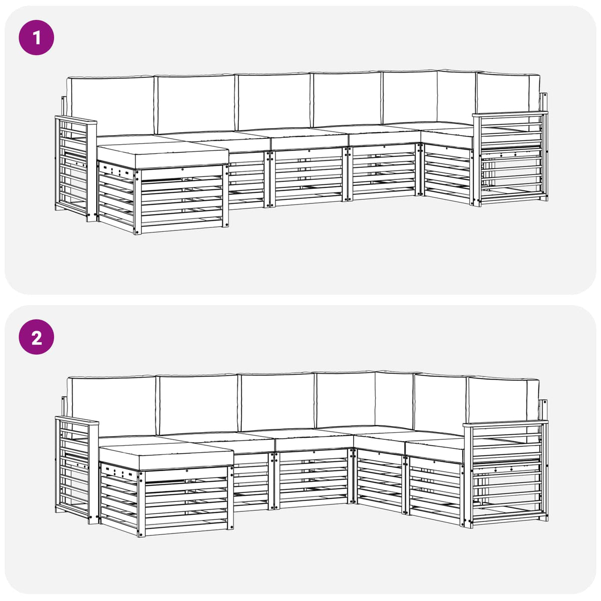Set vanjskih sofa 7 kom. Bijela i antracit 306 x 128,5 x 73 cm