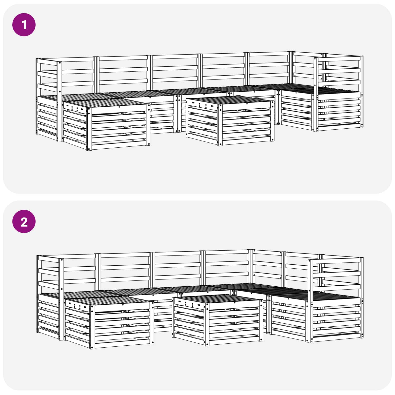 Set vanjskih sofa 8 pcs Bijela 59 x 59 x 37 cm