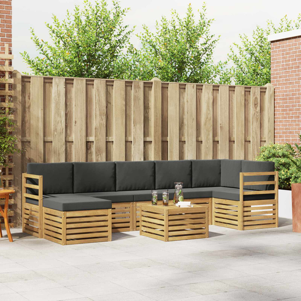 Set vanjskih sofa 8 kom. Bijela i antracit Poliester