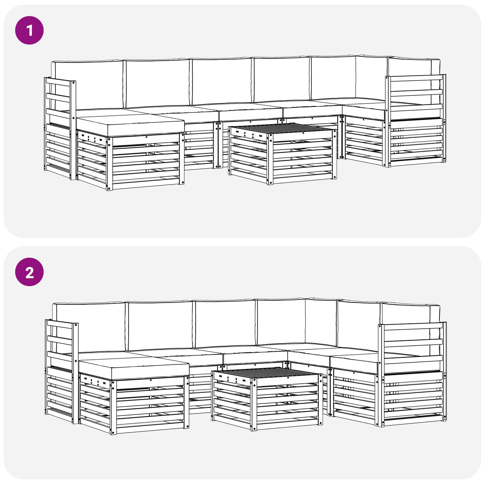 Set vanjskih sofa 8 pcs Bijela i bež 59 x 59 x 37 cm Poliester