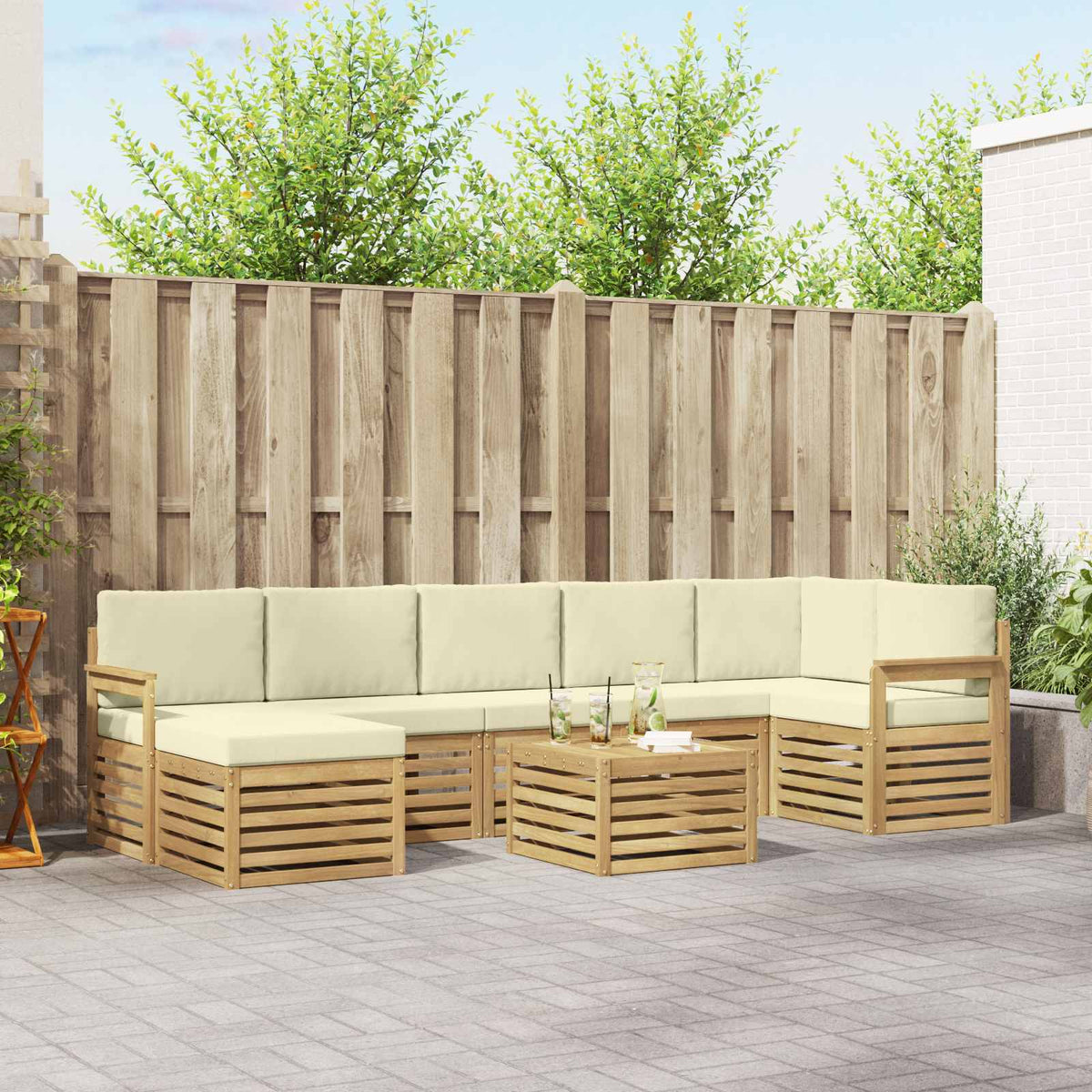 Set vanjskih sofa 8 kom. Bijela i krem Poliester