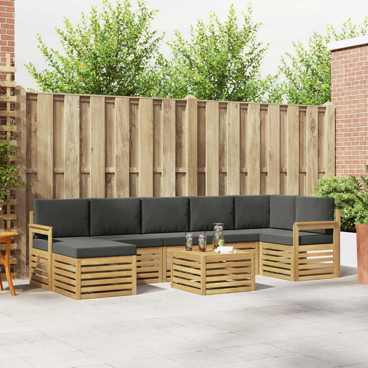 Set vanjskih sofa 8 kom. Bijela i antracit Poliester