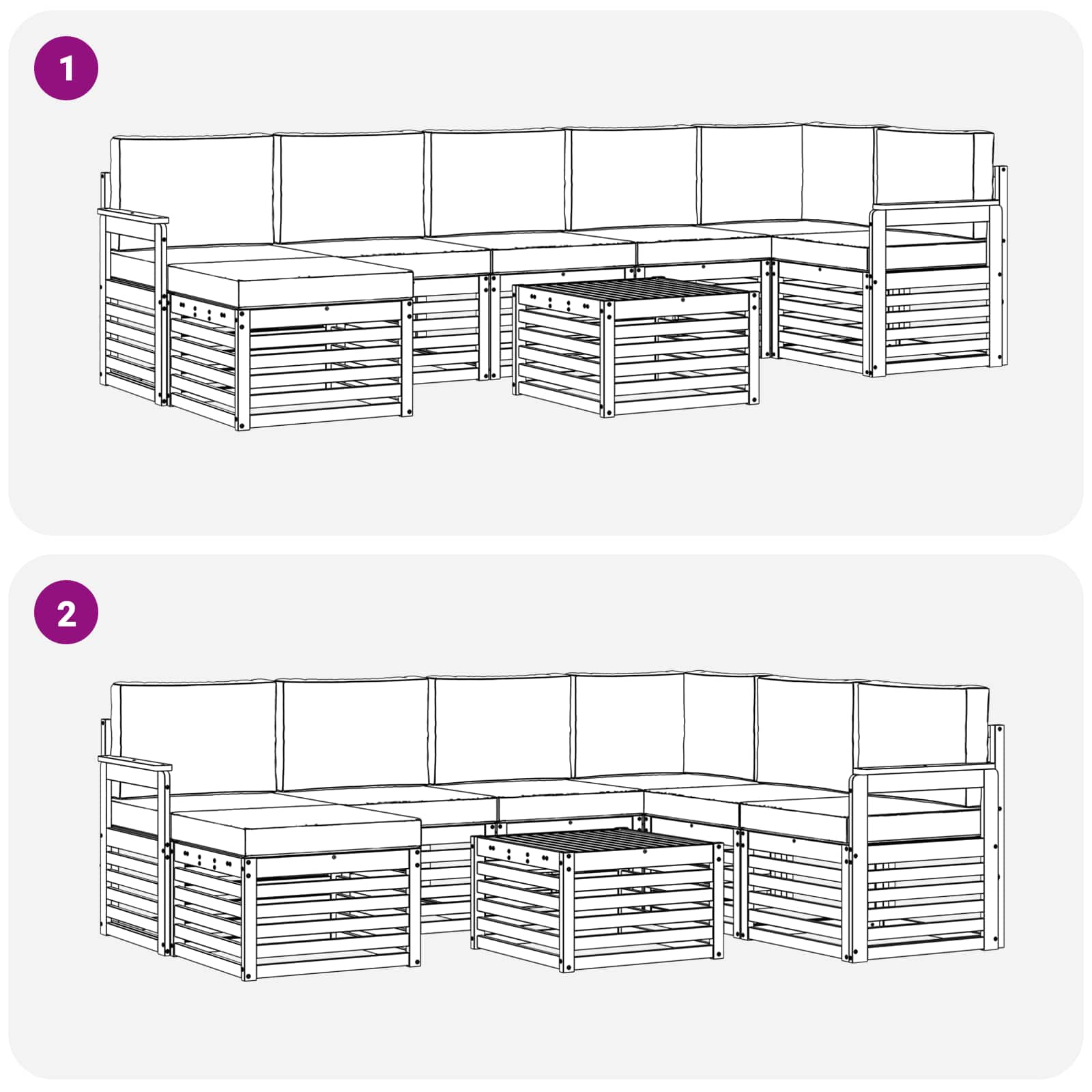Set vanjskih sofa 7 pcs Bijela i Bež 59 x 59 x 37 cm Poliester