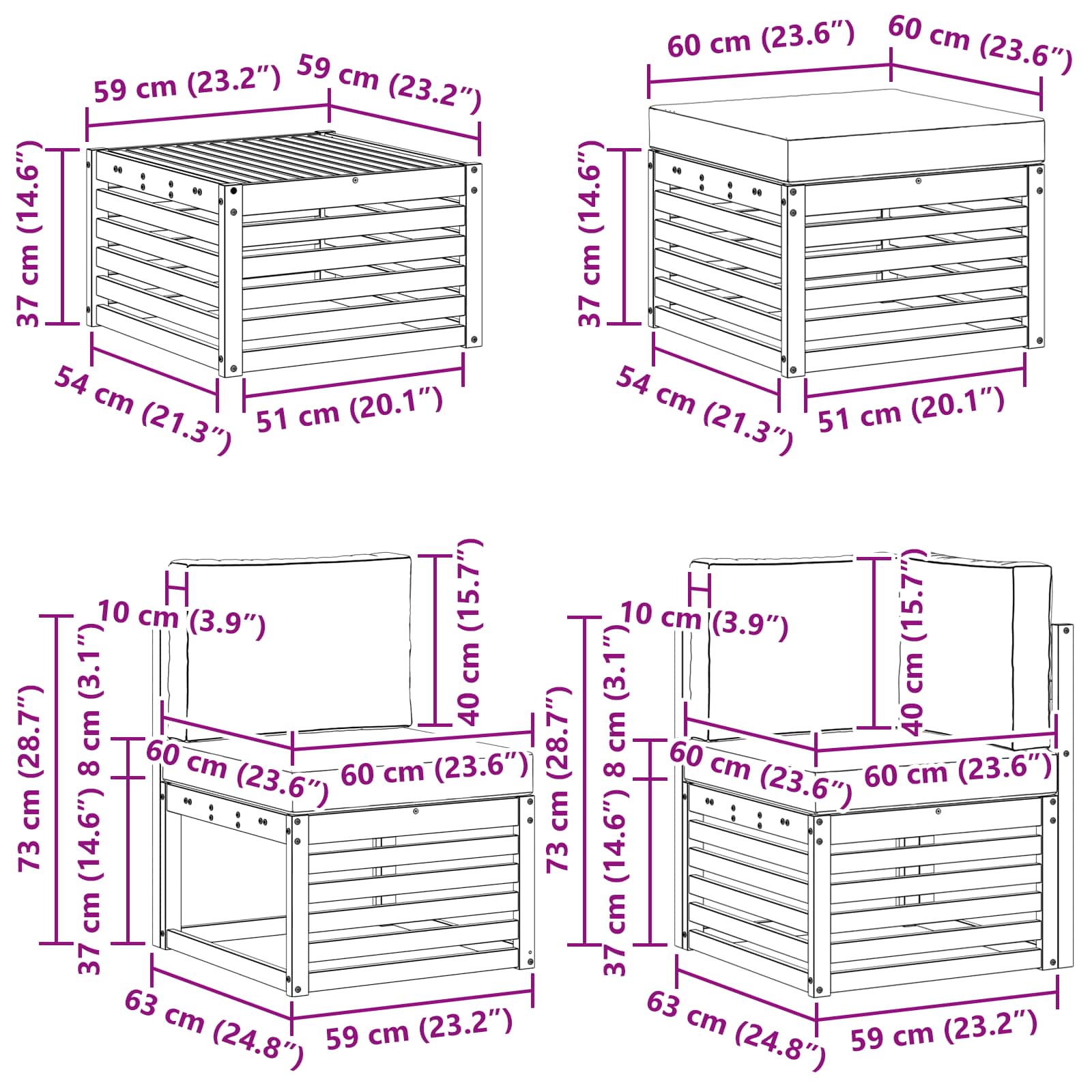 Set vanjskih sofa 7 pcs Bijela i Bež 59 x 59 x 37 cm Poliester