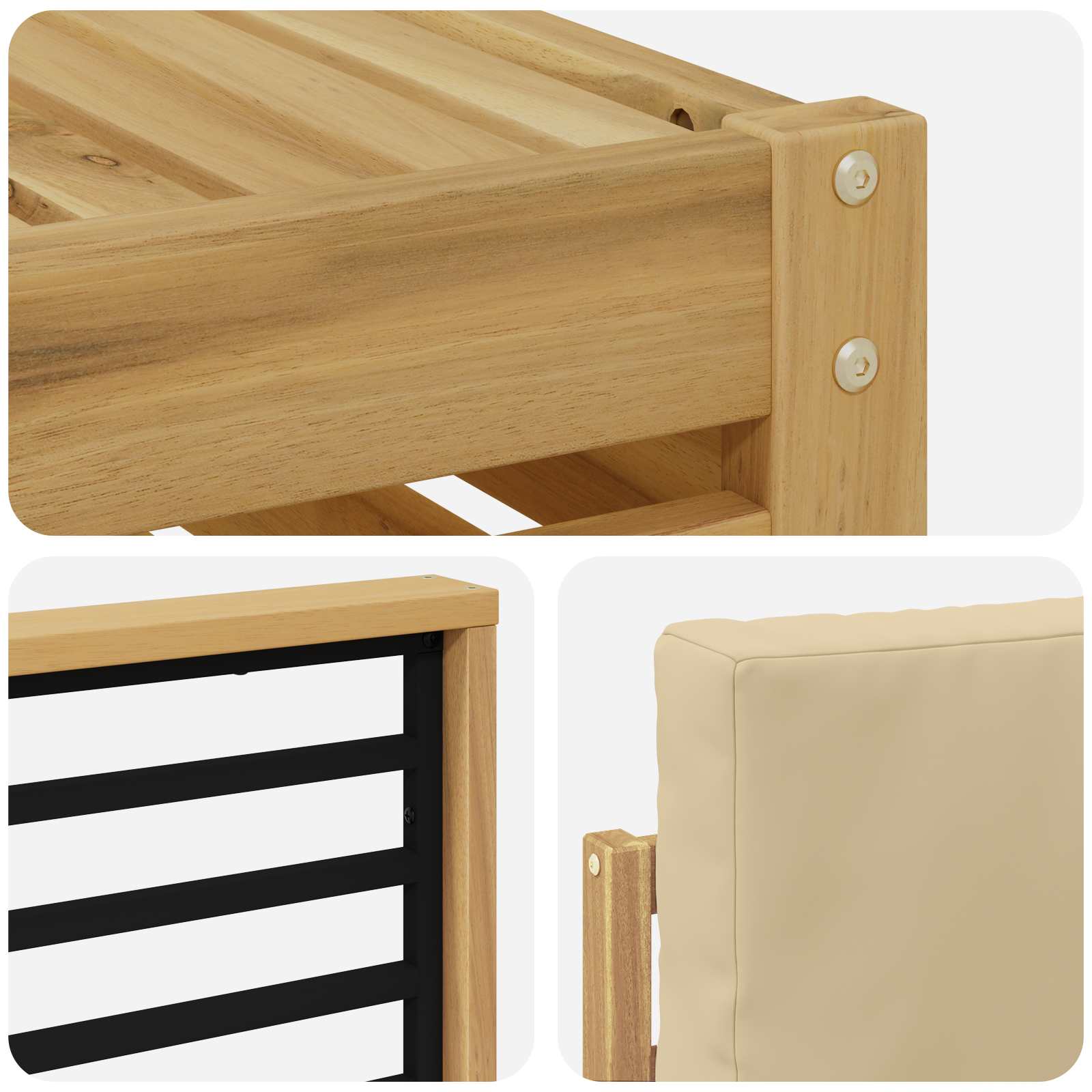 Set vanjskih sofa 8 pcs Bijela i bež 59 x 59 x 37 cm Poliester