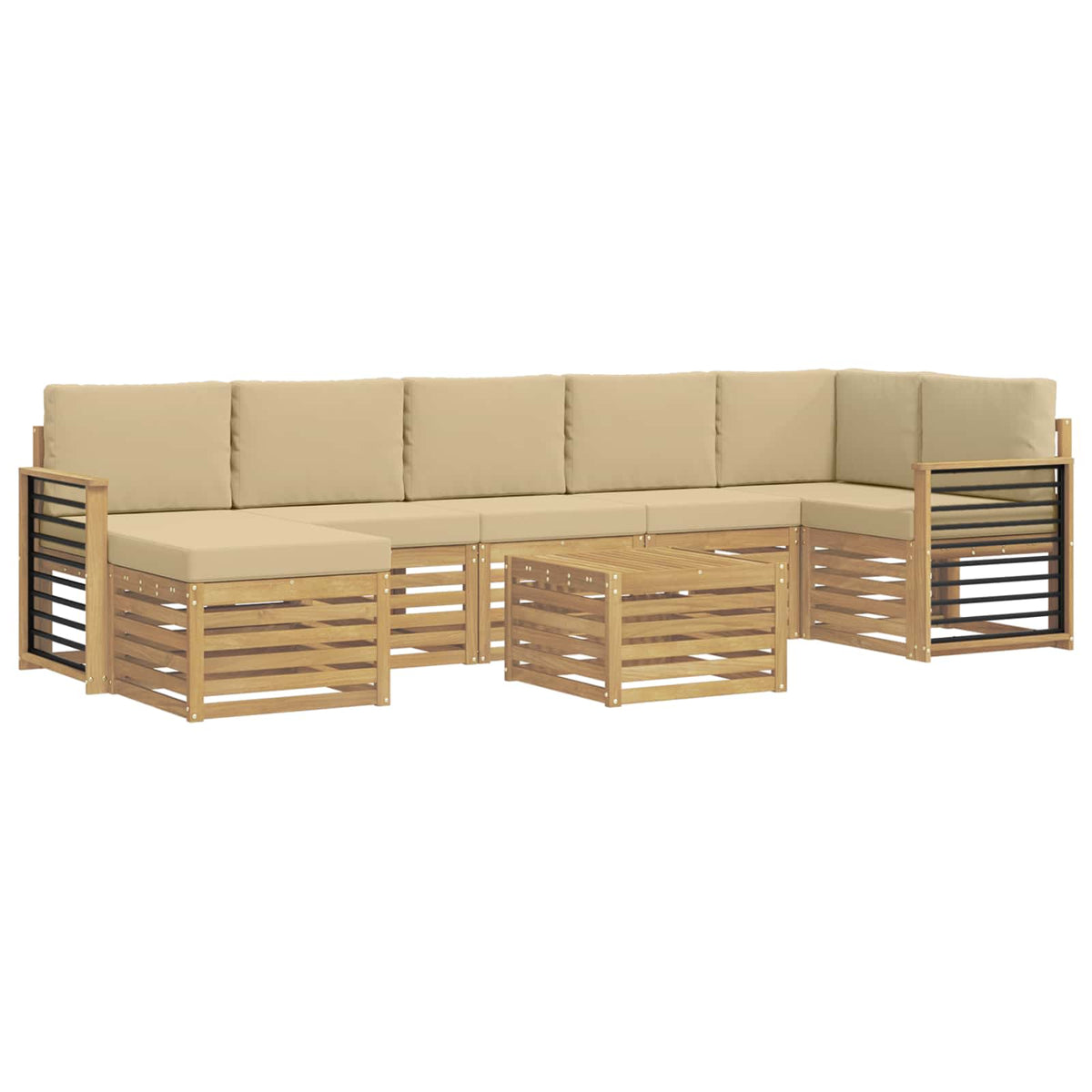 Set vanjskih sofa 8 kom. Bijela i bež Poliester