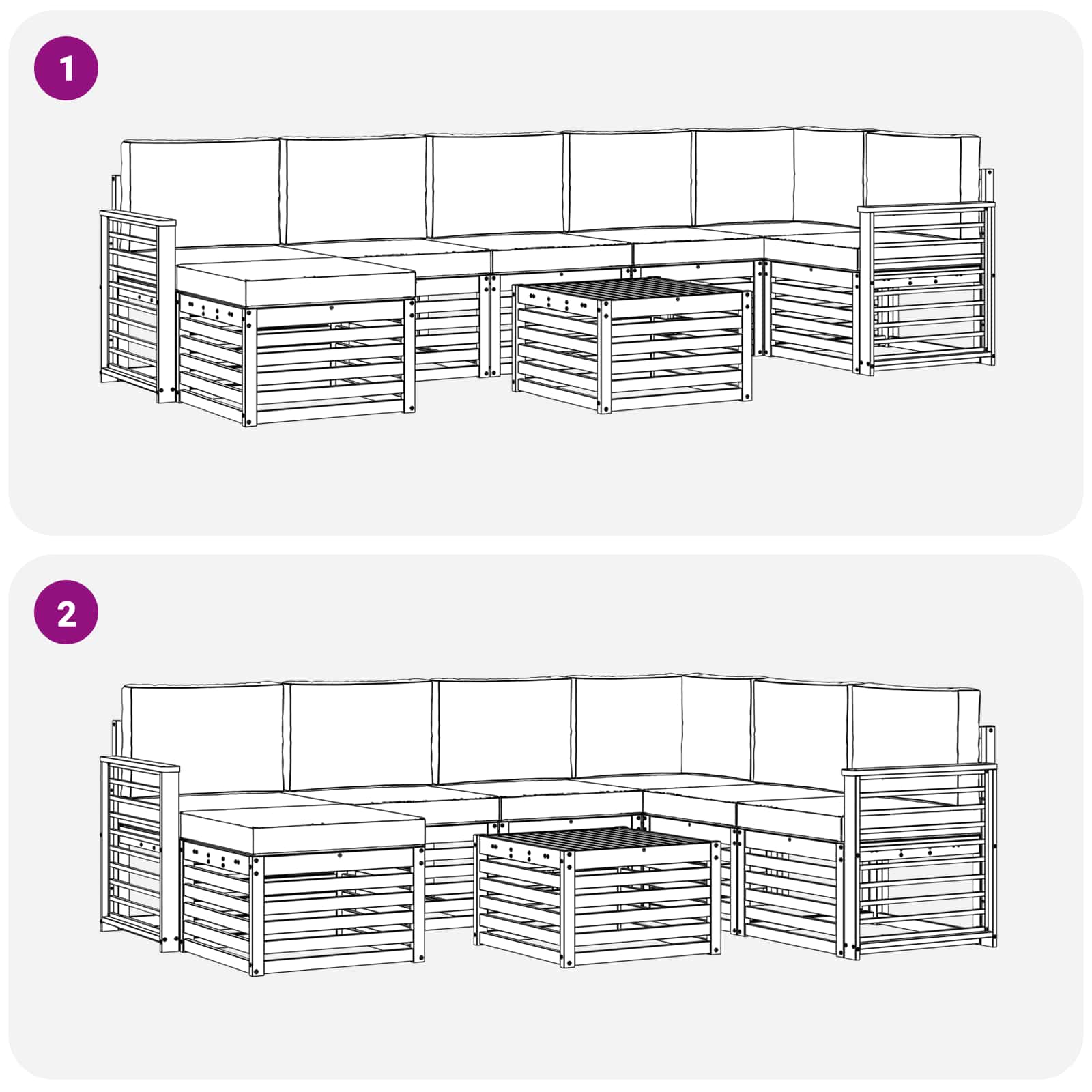 Set vanjskih sofa 8 pcs Bijela i bež 59 x 59 x 37 cm Poliester