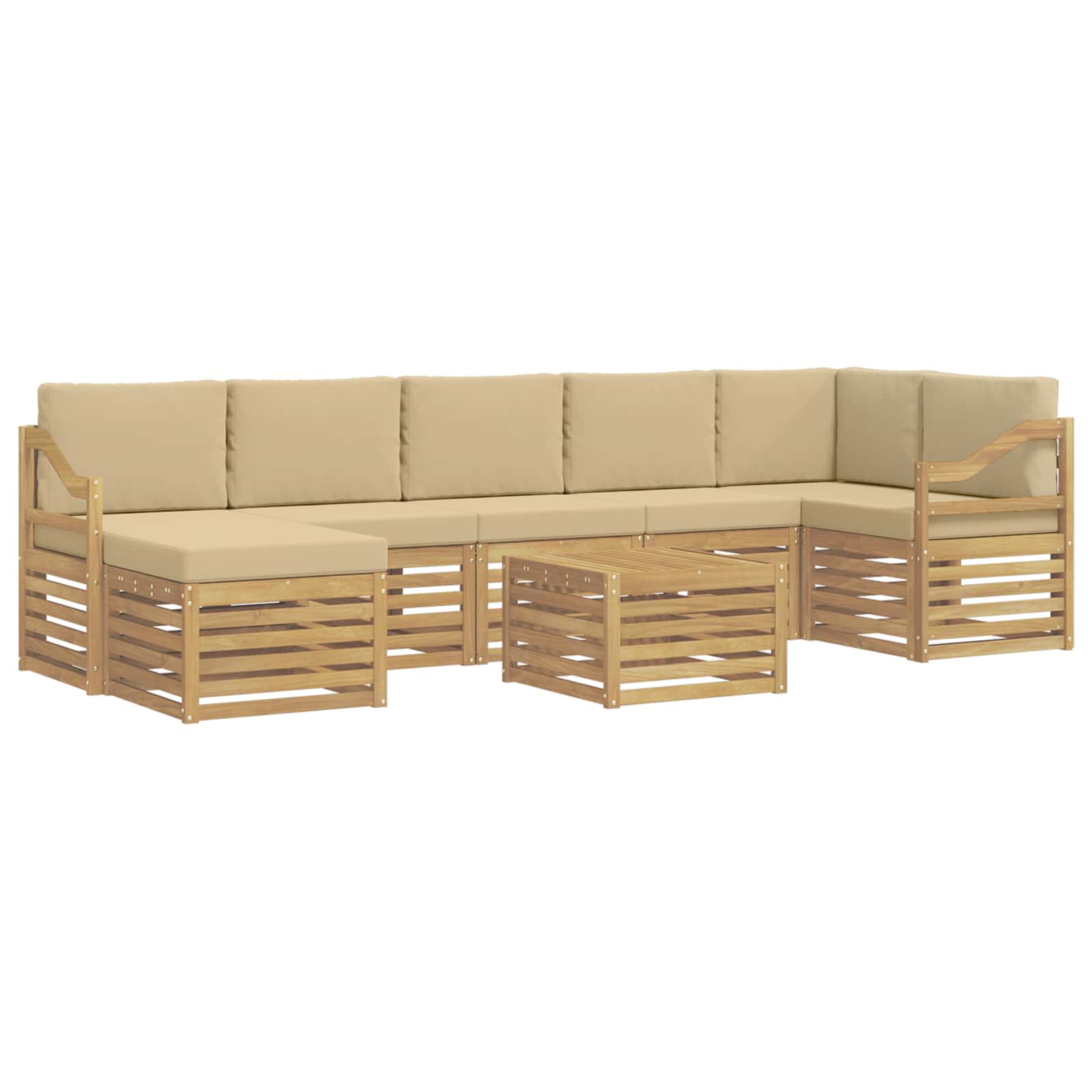 Set vanjskih sofa 8 pcs Bijela i bež 59 x 59 x 37 cm Poliester