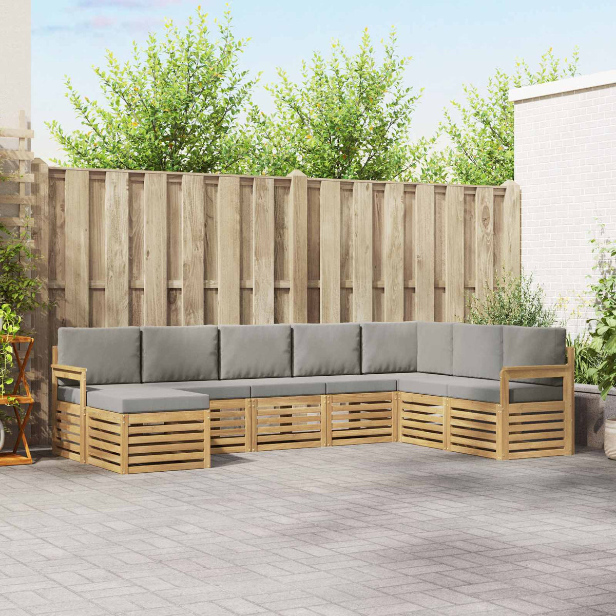 Set vanjskih sofa 8 kom. Bijela i svijetlosiva Poliester