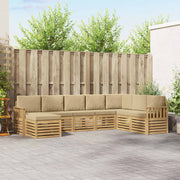 Set vanjskih sofa 6 kom. Bijela i Bež Poliester