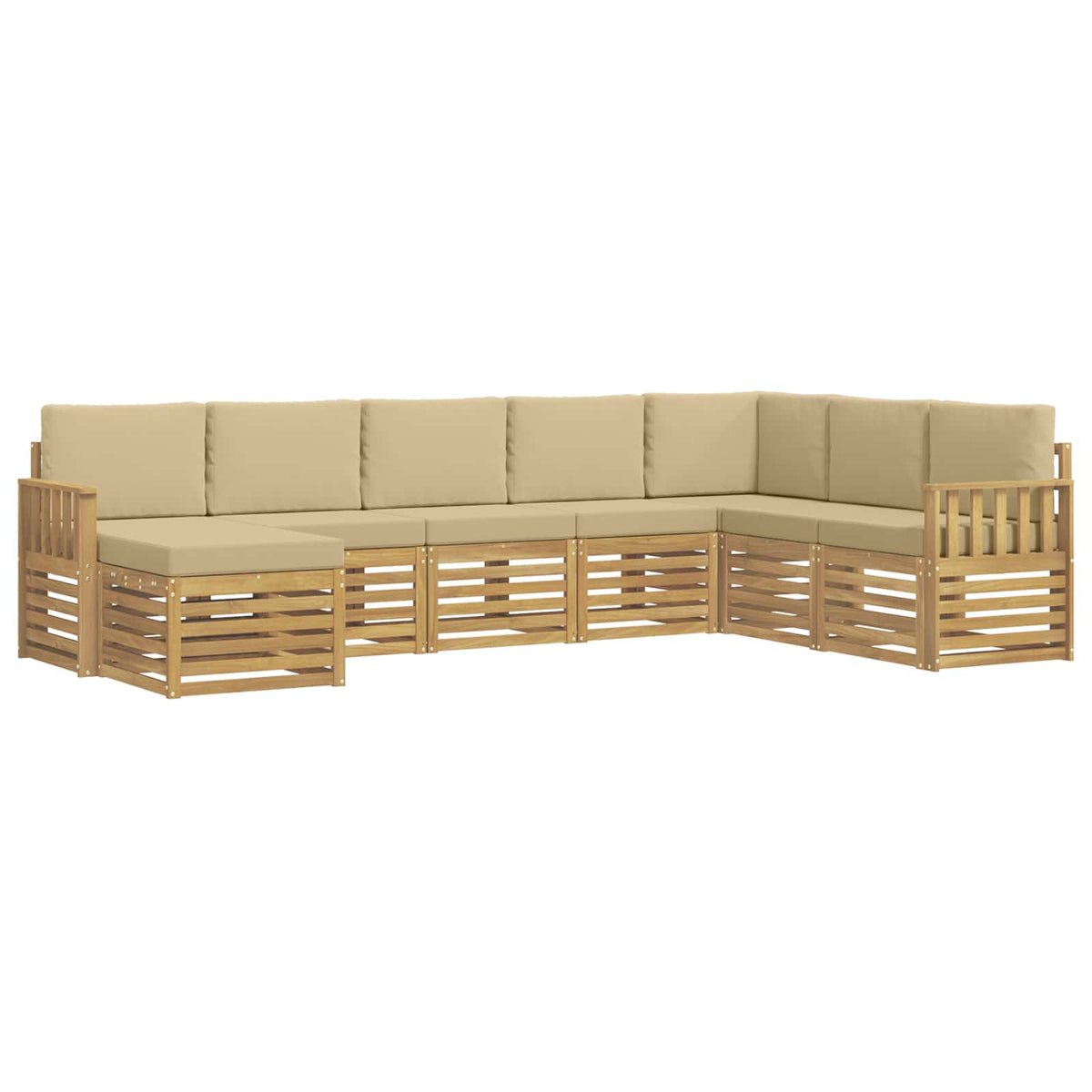 Set vanjskih sofa 6 kom. Bijela i Bež Poliester