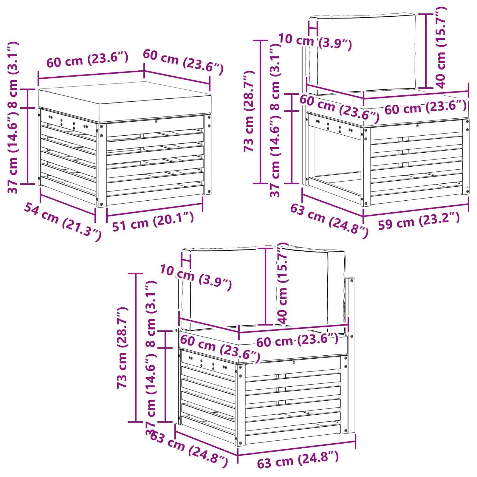 Set vanjskih sofa 8 pcs Bijela i krem 306 x 187,5 x 73 cm