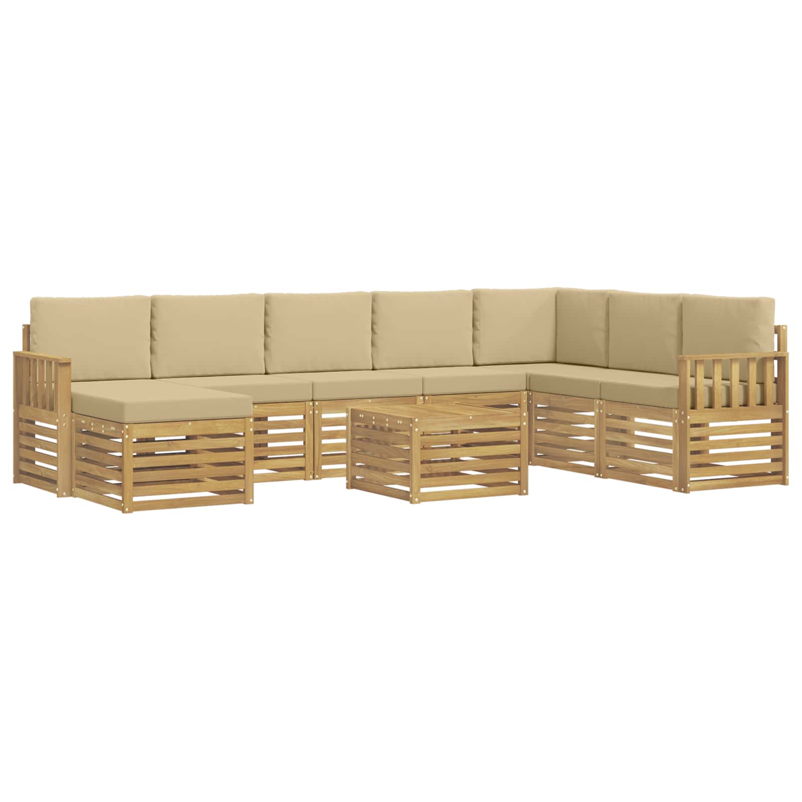 Set vanjskih sofa 7 pcs Bijela i Bež 59 x 59 x 37 cm Poliester