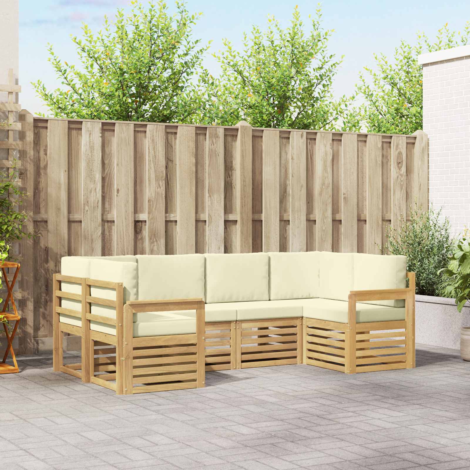 Set vanjskih sofa 5 pcs Bijela i Krem 245 x 128,5 x 73 cm