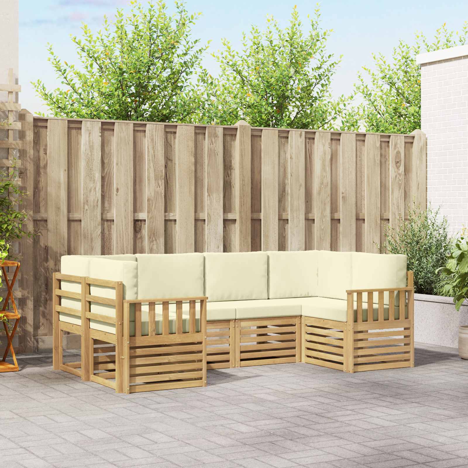 Set vanjskih sofa 5 pcs Bijela i Krem 245 x 128,5 x 73 cm