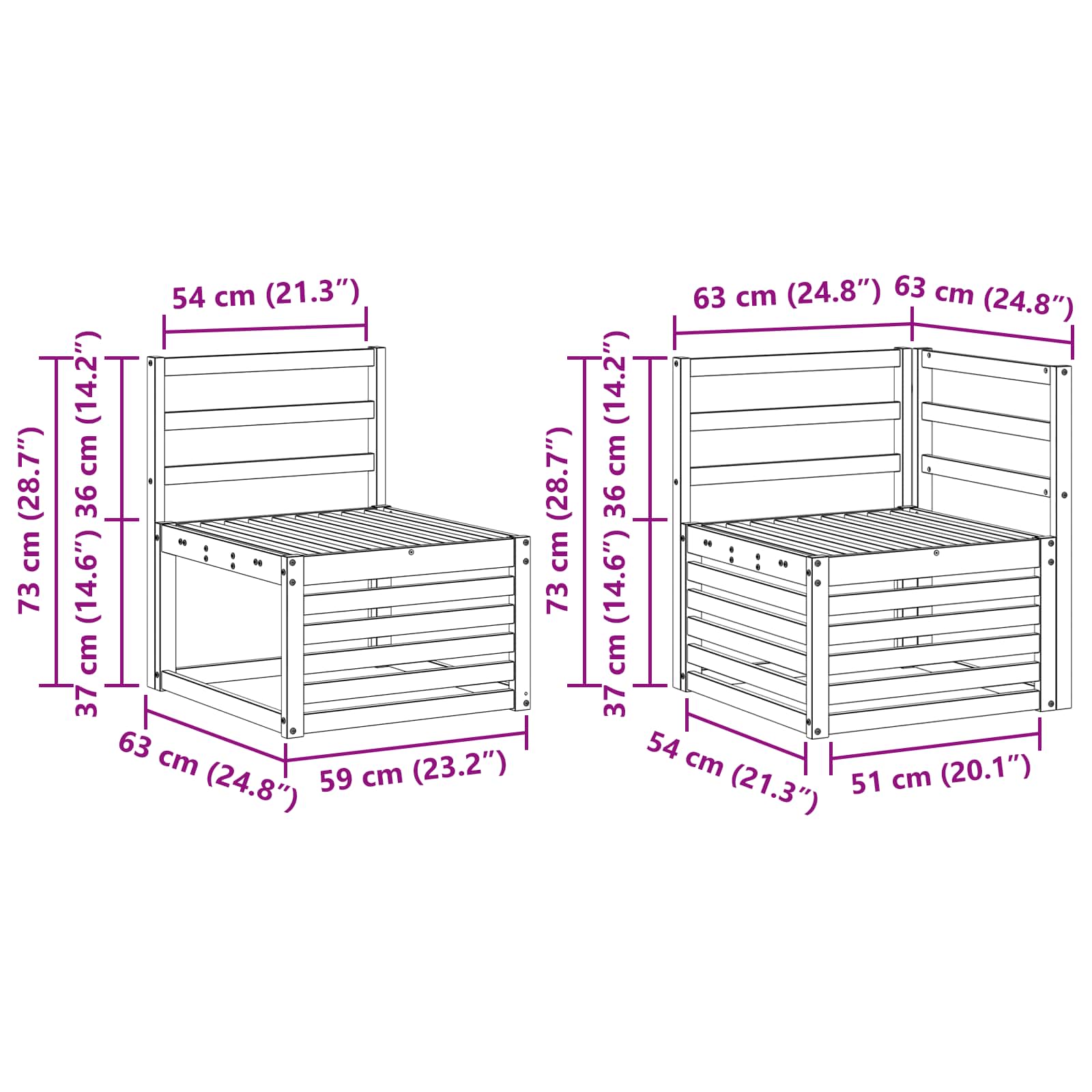 Set vanjskih sofa 6 pcs Bijela 245 x 126,5 x 73 cm