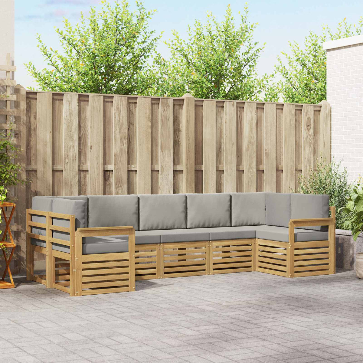 Set vanjskih sofa 6 kom. Bijela i svijetlosiva Poliester