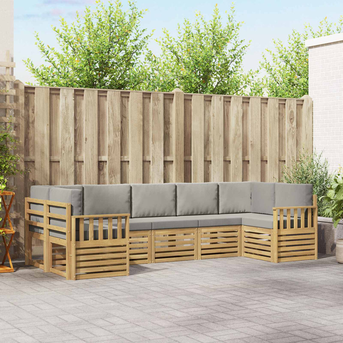 Set vanjskih sofa 6 kom. Bijela i svijetlosiva Poliester