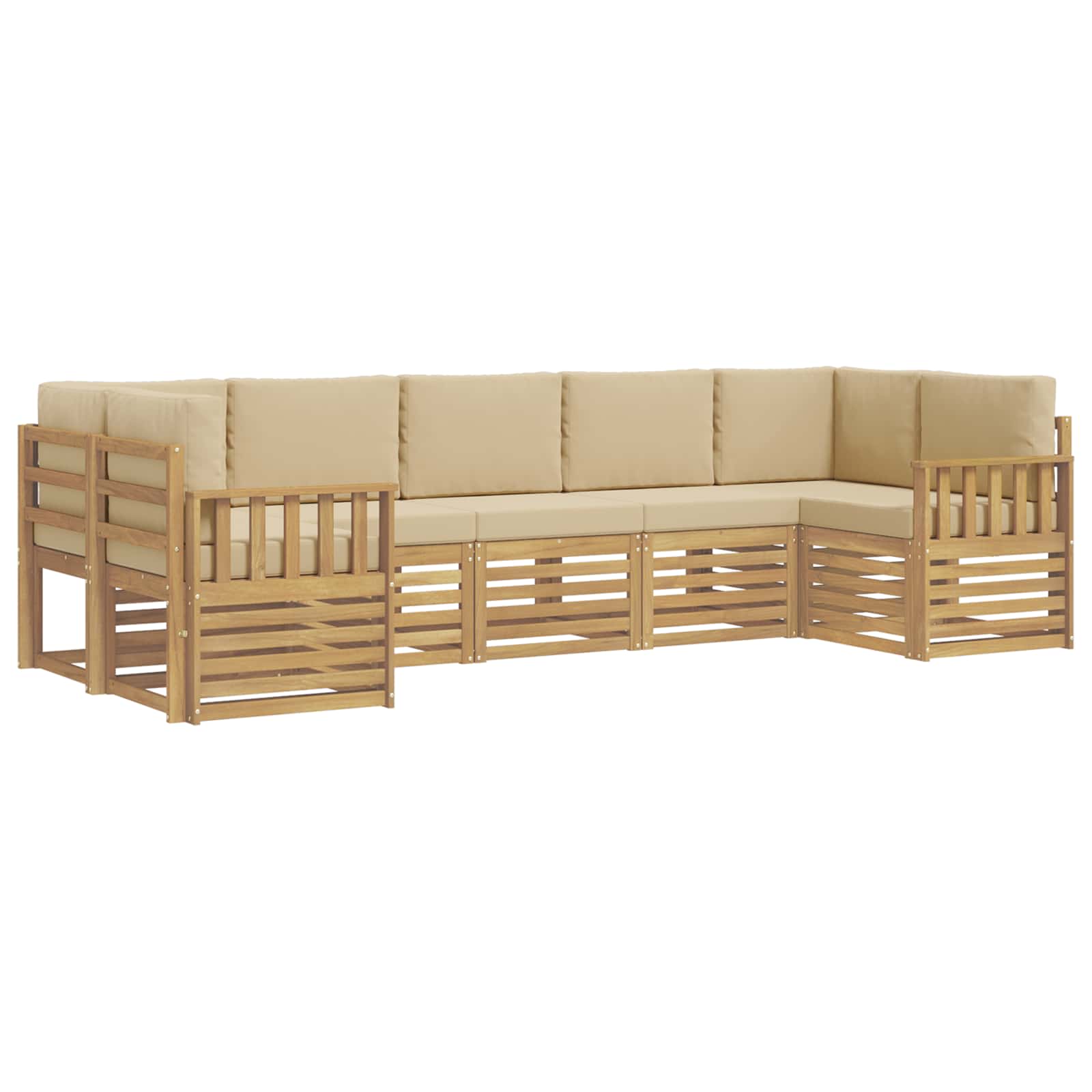 Set vanjskih sofa 6 pcs Bijela i Bež 304 x 128,5 x 73 cm