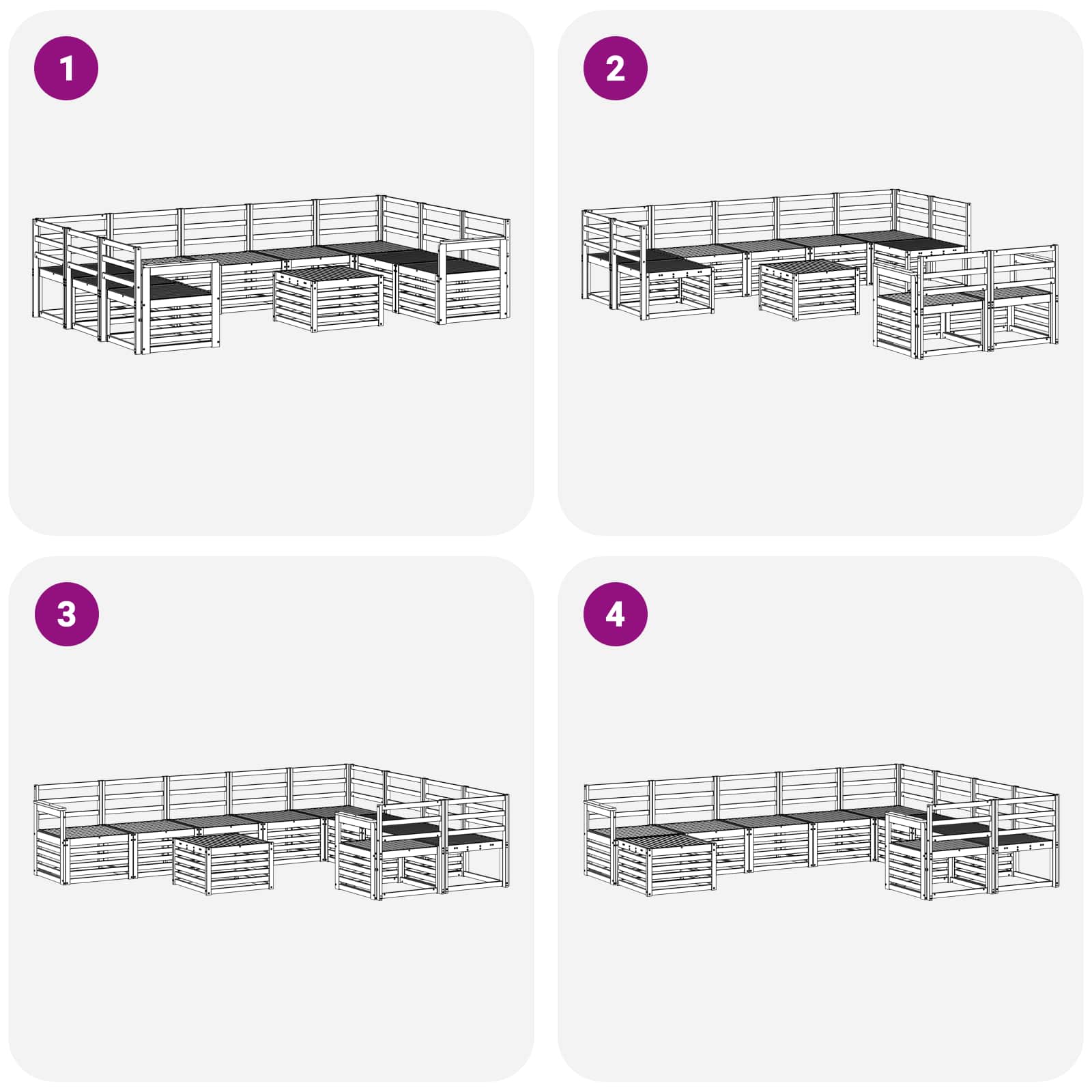 Set vanjskih sofa 10 pcs Bijela 59 x 59 x 37 cm