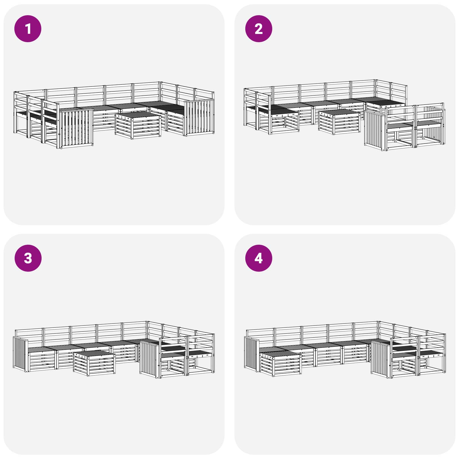 Set vanjskih sofa 10 pcs Bijela 59 x 59 x 37 cm
