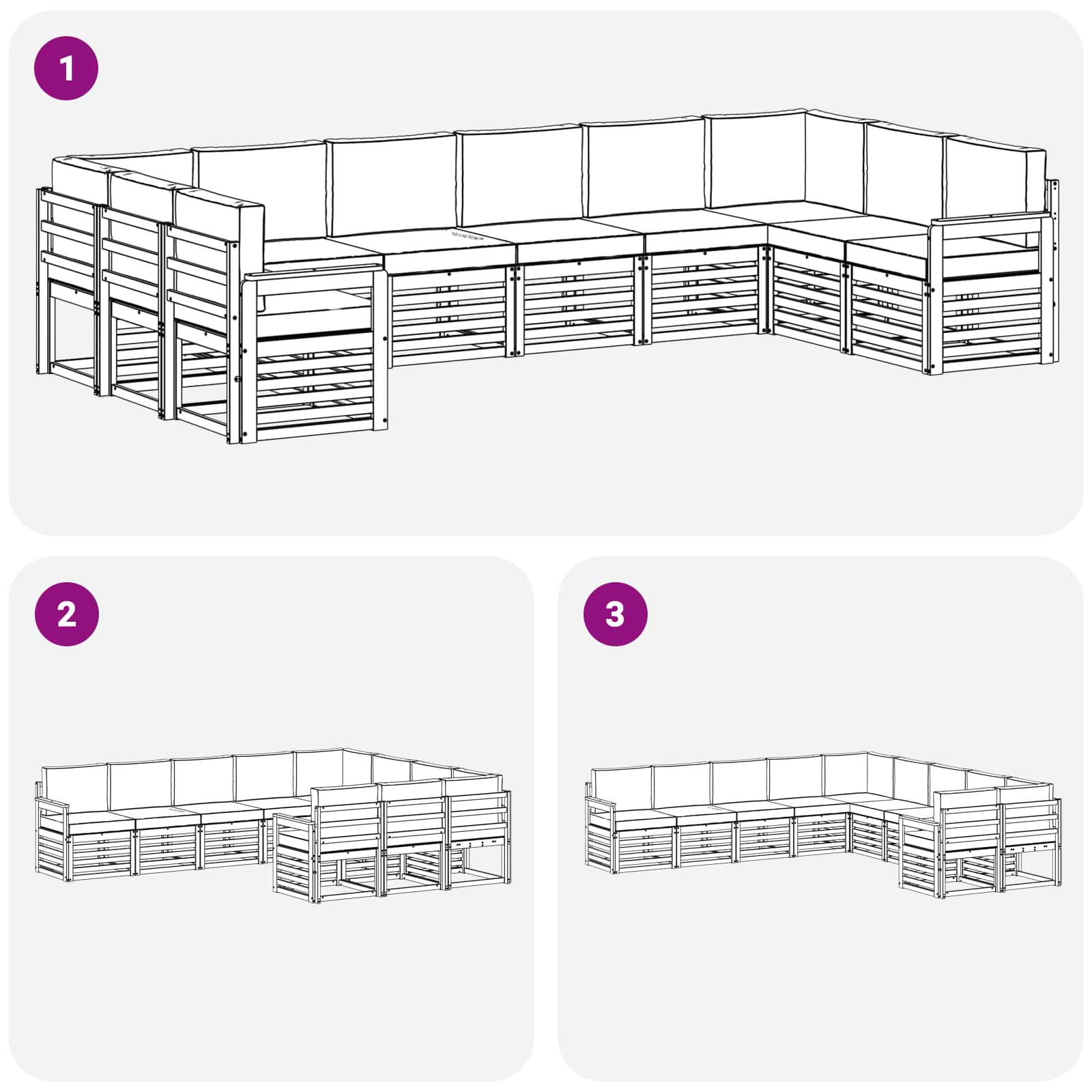 Set vanjskih sofa 7 pcs Bijela i svijetlosiva
