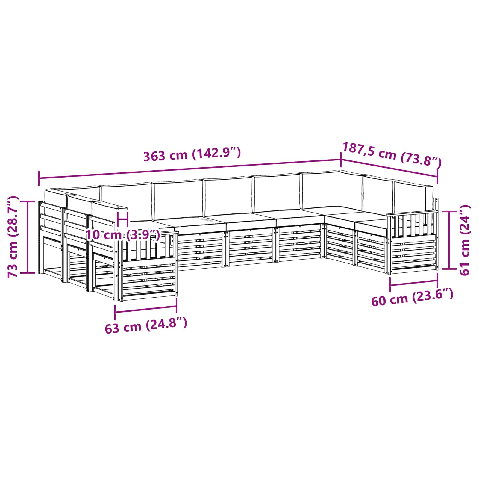 Set vanjskih sofa 7 pcs Bijela i svijetlosiva