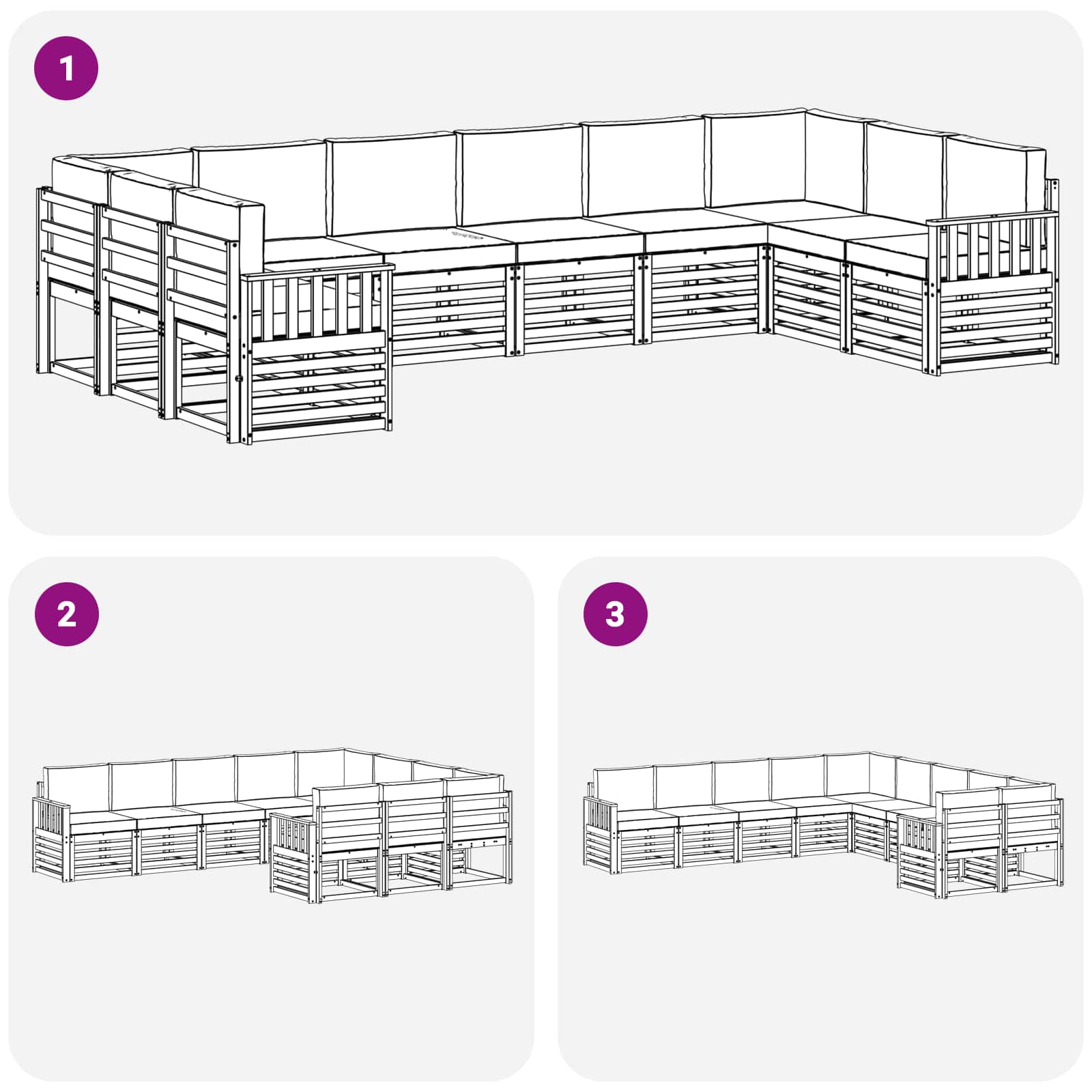 Set vanjskih sofa 7 pcs Bijela i Antracit 363 x 187,5 x 73 cm