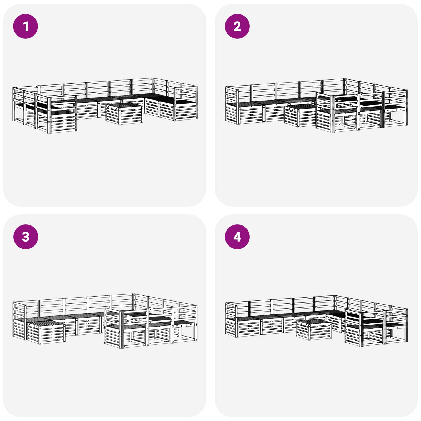 Set vanjskih sofa 11 pcs Bijela 59 x 59 x 37 cm