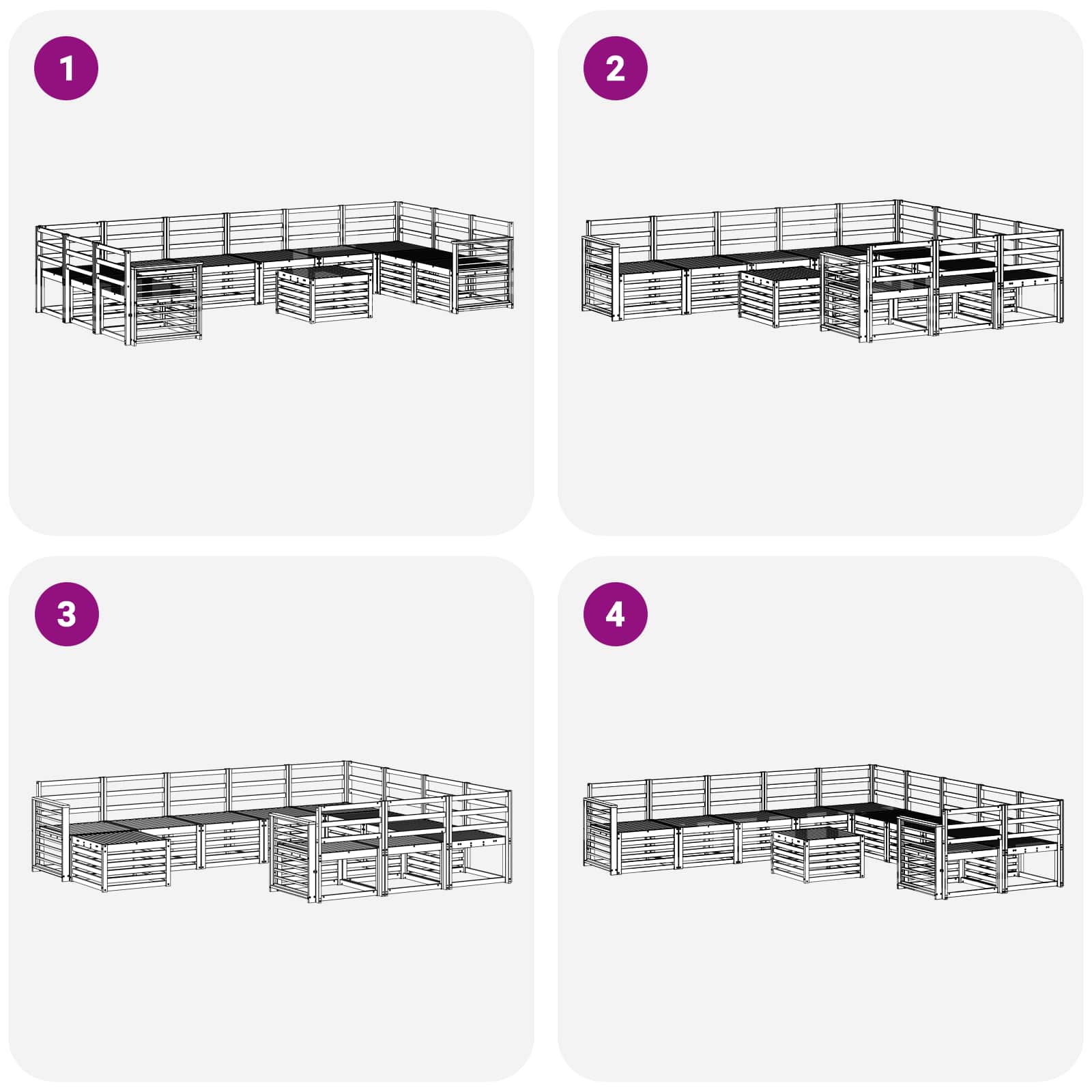 Set vanjskih sofa 11 pcs Bijela 59 x 59 x 37 cm