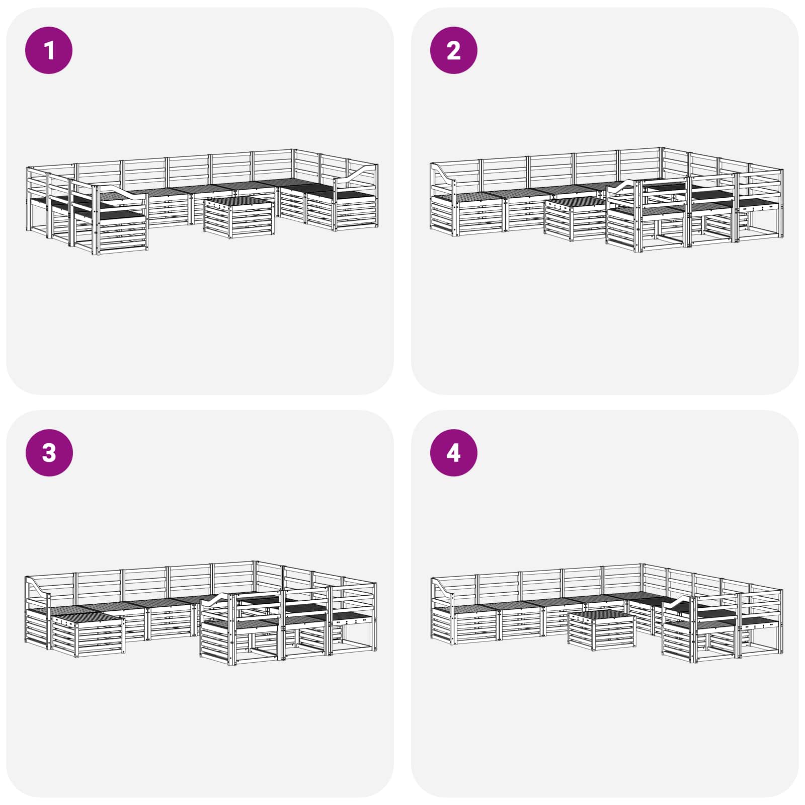 Set vanjskih sofa 11 pcs Bijela 59 x 59 x 37 cm