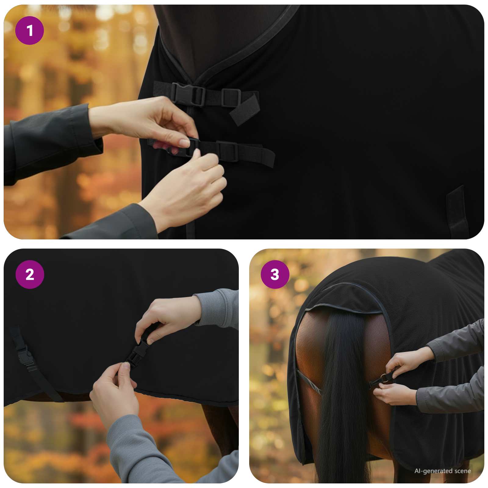 Pokrivač za konje Crna 115 cm Poliester