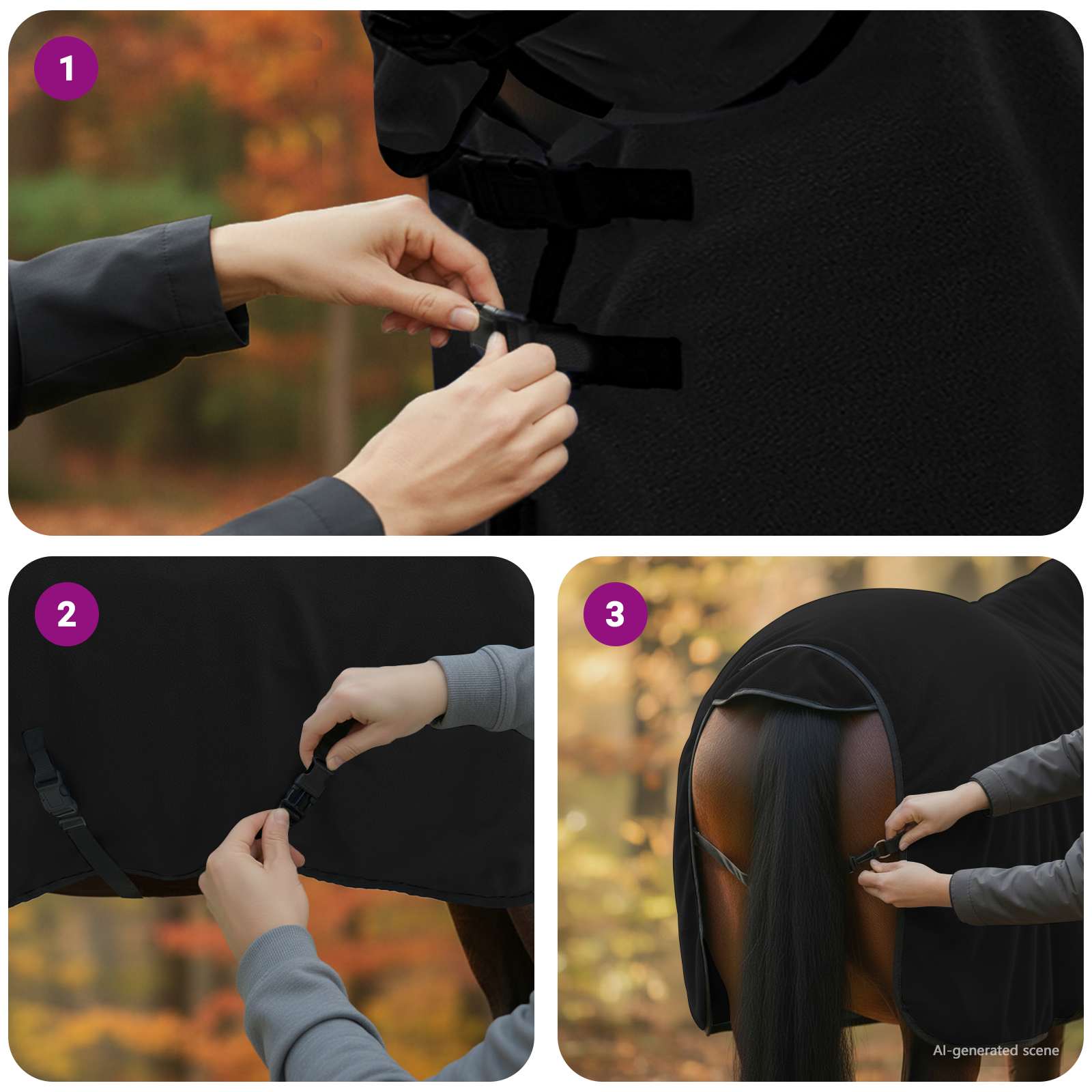 Pokrivač za konje Crna 115 cm Poliester